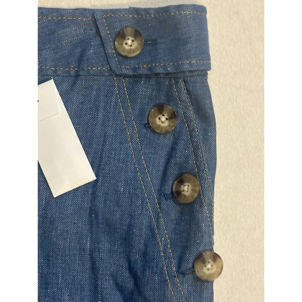 NWT Derek‎ Lam 10 Crosby Blue Chambray Linen Sailor Shorts Women's sz.4